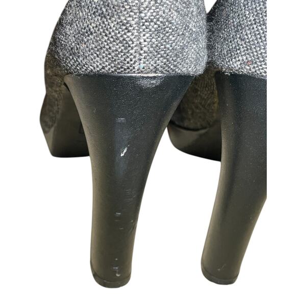 2 Pairs Women's Christian Siriano Tweed Tassel Black White Heels Platforms 11 - Picture 5 of 8